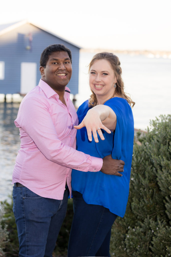 engagement photo blue boat shed