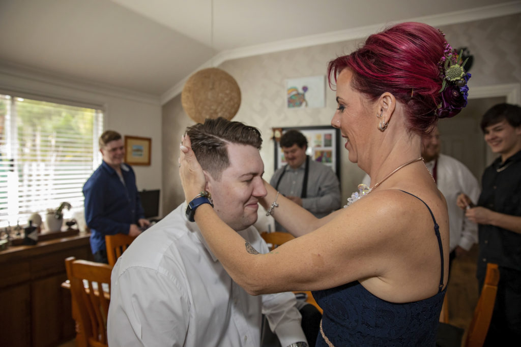 Groom getting ready