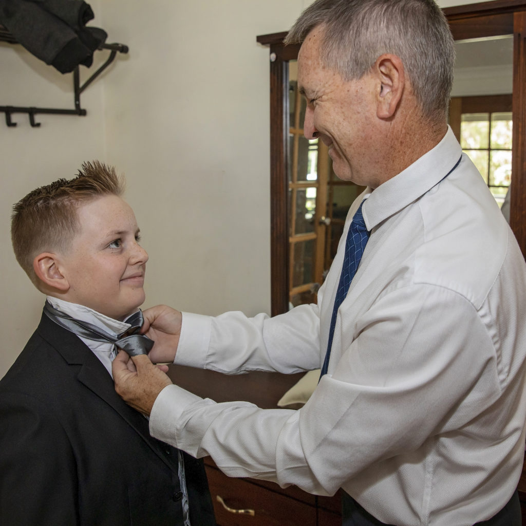 Groom getting ready