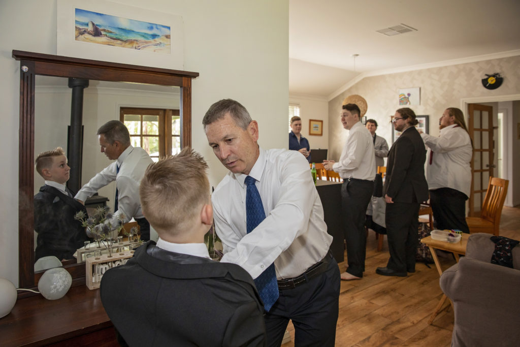 Groom getting ready