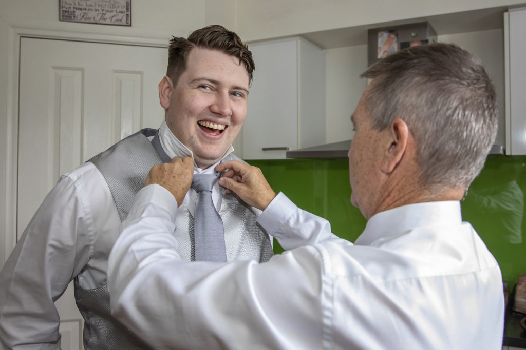 Groom getting ready