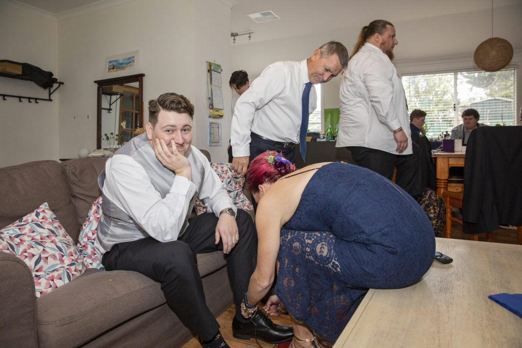 Groom getting ready