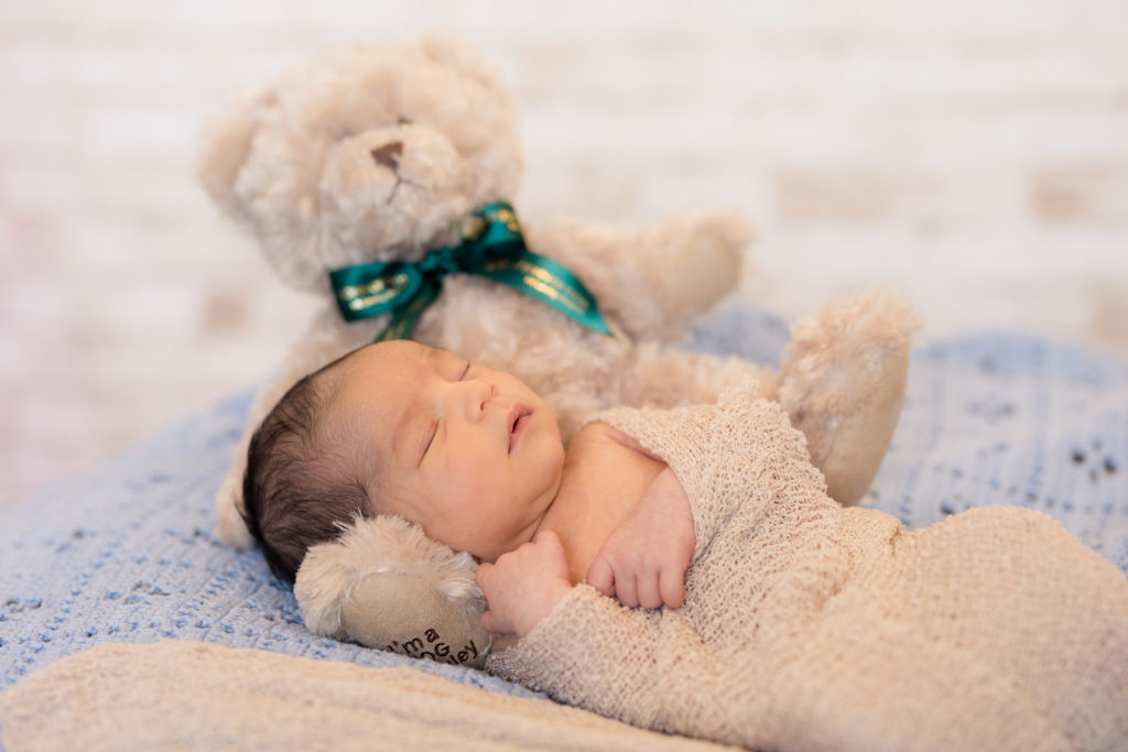 sleeping newborn photo with teddy